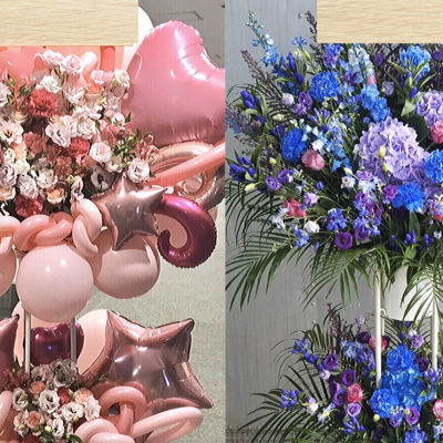 新宿へ贈るスタンド花 バルーンスタンド花 祝花 花助 ビジネスに花を
